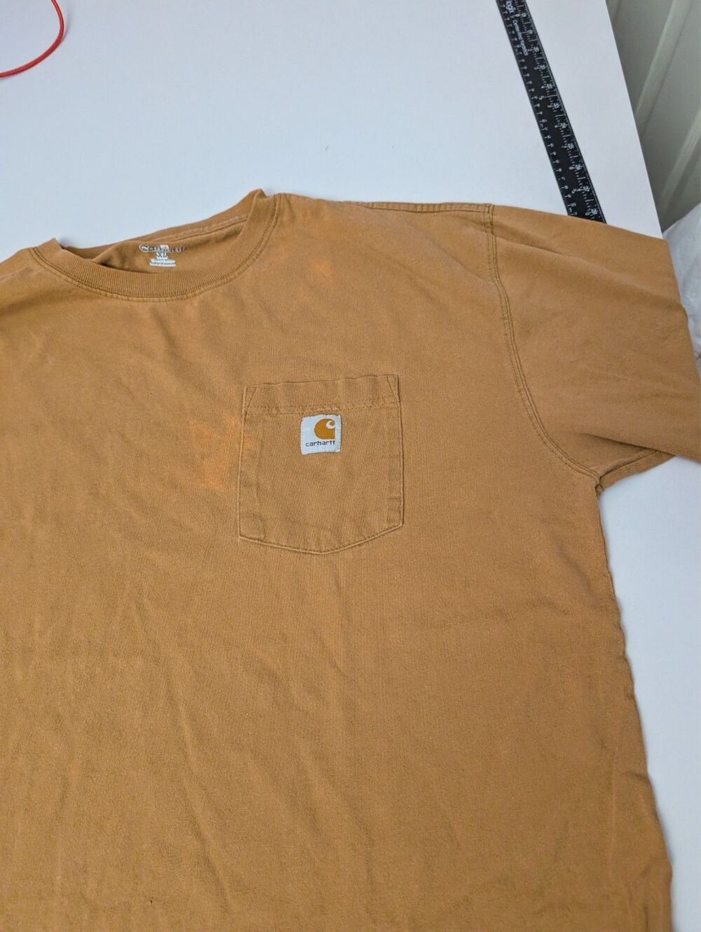 Vintage 2009 Carhartt Long Sleeve Pocket T Shirt XL Brown Distressed Workwear F0